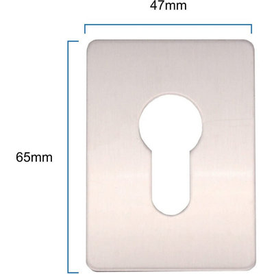 EAI - Repair Escutcheon Key Hole Cover Plate Euro Profile Self Adhesive Fix - Satin Stainless Steel - 65 x 47mm