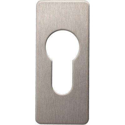 EAI - Repair Escutcheon Key Hole Cover Plate Euro Profile Self Adhesive Fix - Satin Stainless Steel - 65x28mm