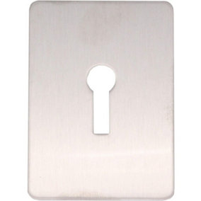 EAI - Repair Escutcheon Key Hole Cover Plate Self Adhesive Fix - Satin Stainless Steel -  65x47x1.2mmmm