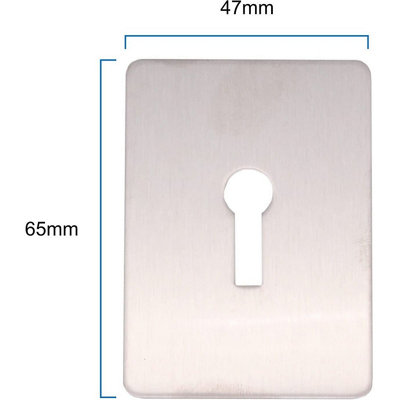 EAI - Repair Escutcheon Key Hole Cover Plate Self Adhesive Fix - Satin Stainless Steel -  65x47x1.2mmmm