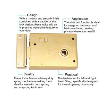 EAI Rim Latch Snib Lock Brass Surface Mounted Lock for Bathrooms - 105 ...