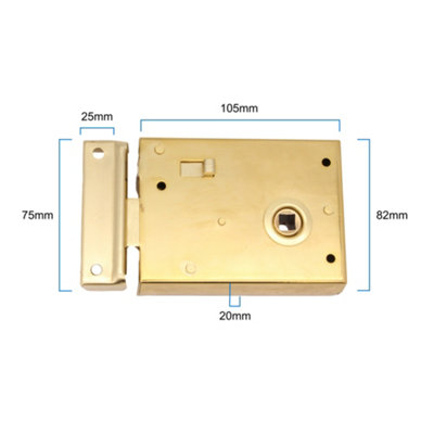 EAI Rim Latch Snib Lock Brass Surface Mounted Lock for Bathrooms - 105 x 82mm