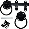 EAI - Ring Gate Latch With Fixings - 150mm 6" - Black