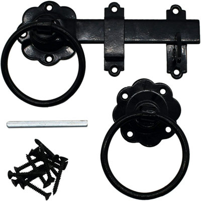 EAI Ring Gate Latch With Fixings 150mm 6" Black DIY at B&Q