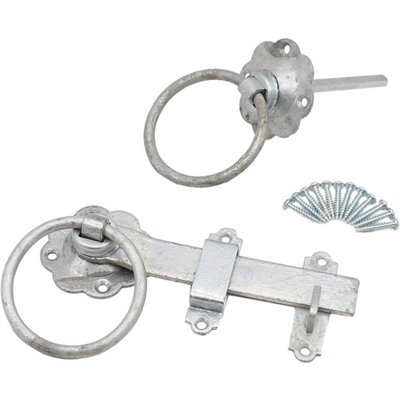 EAI - Ring Gate Latch With Fixings - 150mm 6" - Galvanised