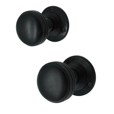 EAI - Ringed Mortice Turned Lined Door Knob Set Matt Black Price Comparisons | Compare The Build