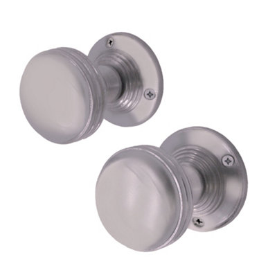 EAI - Ringed Mortice Turned Lined Door Knob Set Satin Chrome