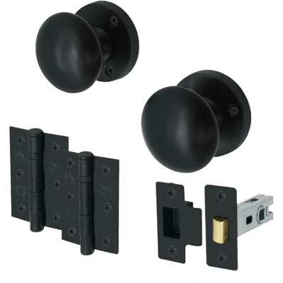 EAI - Round Mortice Door Knobs and Latch Kit - 55mm - Matt Black