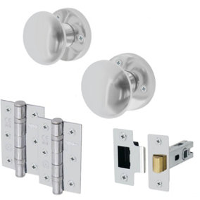 EAI - Round Mortice Door Knobs and Latch Kit - 55mm - Polished Chrome