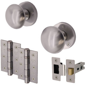 EAI - Round Mortice Door Knobs and Latch Kit - 55mm - Satin Chrome