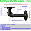 EAI Rustic Pipe Shelf Brackets Cast Iron - Pair / 2 Industrial Brackets - Dual Projection 100/160mm - Matt Black