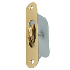 EAI Sash Pulley Brass 40mm Roller Radius Faceplate - 118x26mm - Polished Brass