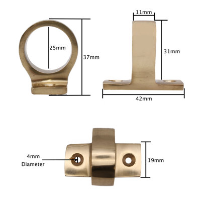EAI - Sash Ring Eye Lift Polished Brass 45mm
