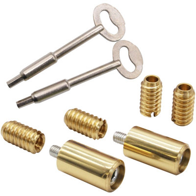 EAI Sash Window Stop Set with Ventilation Restrictor Feature With Keys - Polished Brass