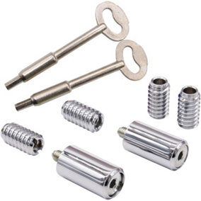 EAI Sash Window Stop Set with Ventilation Restrictor Feature With Keys  - Polished Chrome