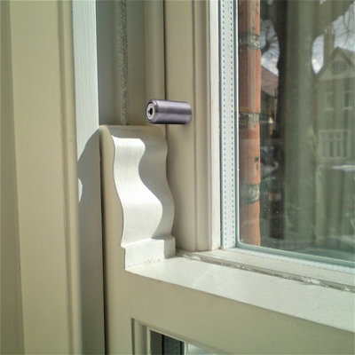 EAI Sash Window Stop Set with Ventilation Restrictor Feature With Keys  - Polished Chrome