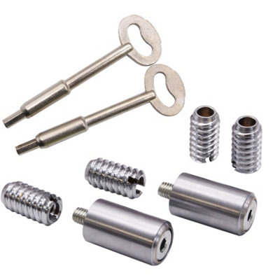 EAI Sash Window Stop Set with Ventilation Restrictor Feature With Keys  - Satin Chrome