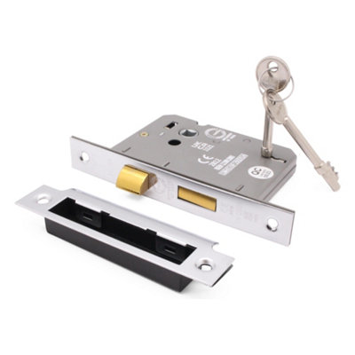 EAI Sashlock 80mm / 57mm Backset Chrome 3 lever for Internal Wooden ...