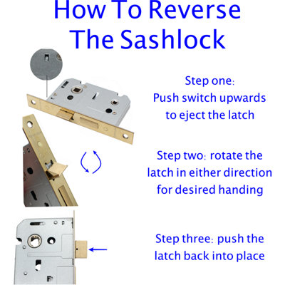 EAI Sashlock 80mm / 57mm Backset PVD BRASS 3 lever Internal Wooden Door ...