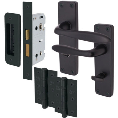 EAI - Sassari Lever on Backplate Bathroom Kit / Pack- 155 x 41mm - Matt Black Price Comparisons | Compare The Build