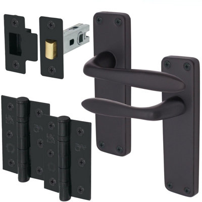 EAI - Sassari Lever on Backplate Latch Kit / Pack- 155 x 41mm - Matt Black Price Comparisons | Compare The Build