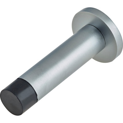 EAI Satin Door Stop Buffer Wall Skirting Projection Doorstop 70mm Strong Concealed Fixings - Pack of 1 - Satin Chrome