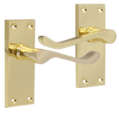 EAI - Scroll Lever Latch Door Handles - 100mm - Brass Plated Price Comparisons | Compare The Build