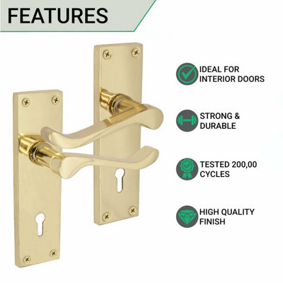 EAI - Scroll Lever Lock Door Handles - 152mm - Polished Brass