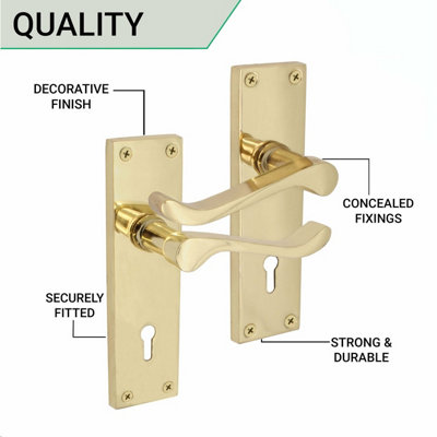 EAI - Scroll Lever Lock Door Handles - 152mm - Polished Brass