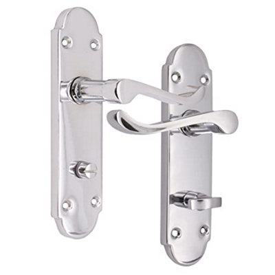 EAI - Shaped Victorian Scroll Door Handles Bathroom Summer Pattern - 170mm - Polished Chrome