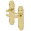 EAI - Shaped Victorian Scroll Door Handles Latch Summer Pattern - 170mm - Brass Finish