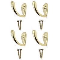 EAI - Single Robe Hook - Brass Plated - 36mm Projection - Pack of 4