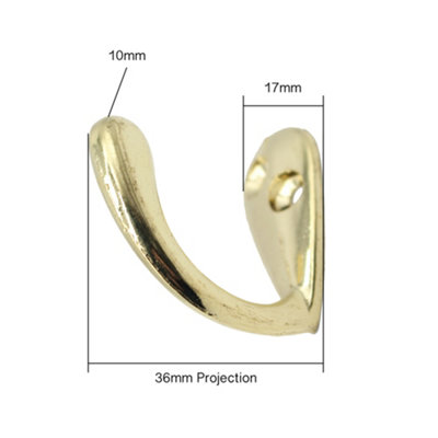 EAI - Single Robe Hook - Brass Plated - Pack of 4