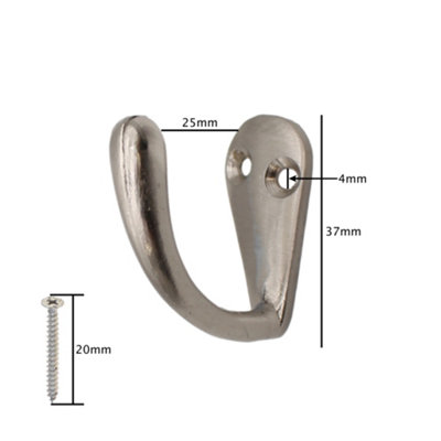 EAI - Single Robe Hook - Satin Nickel - 37mm Projection - Pack of 4