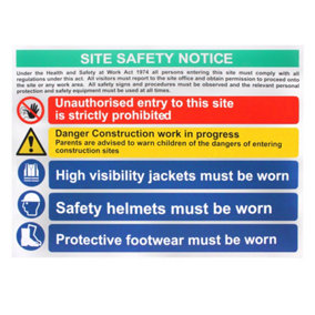 EAI - Site Safety Notice 800x600mm Foamex Screw or Tie Fixed