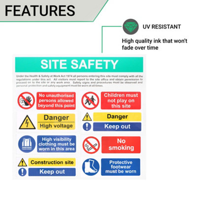 EAI - Site Safety Sign Build Own Composite Kit 650 x 650mm with 12 signs