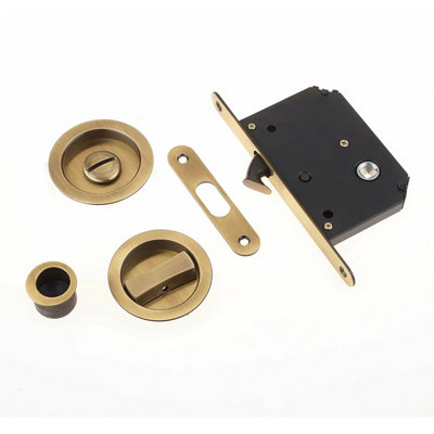 EAI - Sliding Door Bathroom Privacy Set - Florentine Bronze | DIY at B&Q