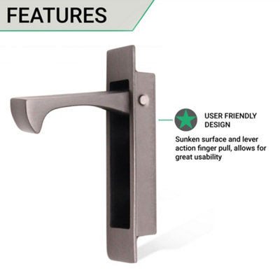 EAI Sliding Pocket Door Edge Pull - 90mm x 18mm x 14mm Deep - Matt Bronze