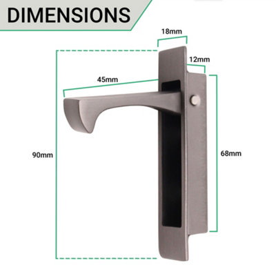 EAI Sliding Pocket Door Edge Pull - 90mm x 18mm x 14mm Deep - Matt Bronze