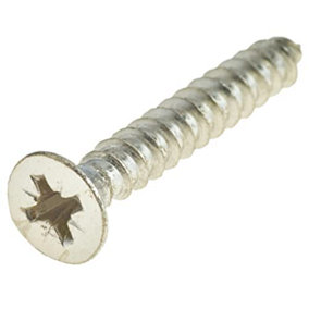 EAI - Spare Hinge Screws Pack 100 Pozi Wood Screw Countersunk - 4.0x25mm- Satin Nickel Plated