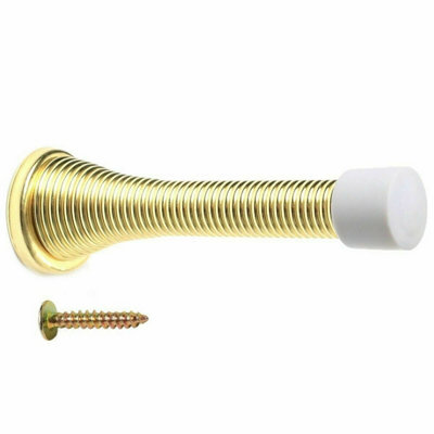 EAI - Spring Door Stop - 75mm - Brass Plated - Pack of 1