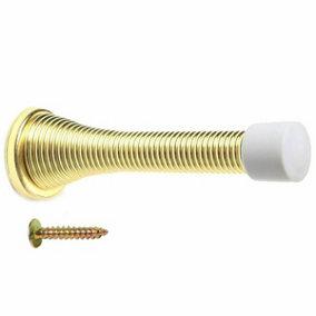 EAI - Spring Door Stop - 75mm - Brass Plated - Pack of 1