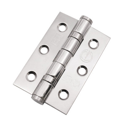 EAI Stainless Ball Bearing Hinges Grade 7 - 76x50x2mm - Square Corners - Polished - Pair Including Screws