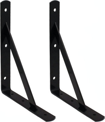 EAI - Strong Arm Shelf Bracket 200x250x30x4mm - Black - Pair | DIY at B&Q