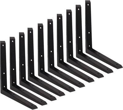 EAI Strong Shelf Bracket Mitre Reinforced Hi-Load Pattern - Black - Pack of 10