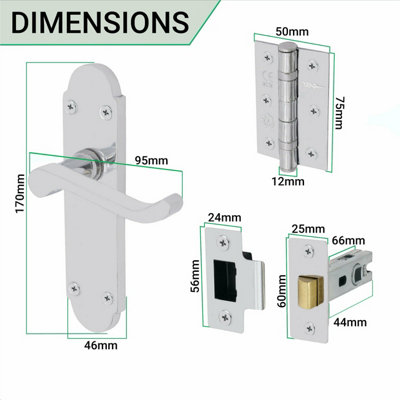 EAI - Summer Scroll Lever on Backplate Latch Kit / Pack - 66mm Latch - 76mm Hinges - Polished Chrome