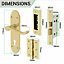 EAI - Summer Scroll Lever on Backplate Lock Kit / Pack - 66mm Lock - 76mm Hinges - Brass Finish