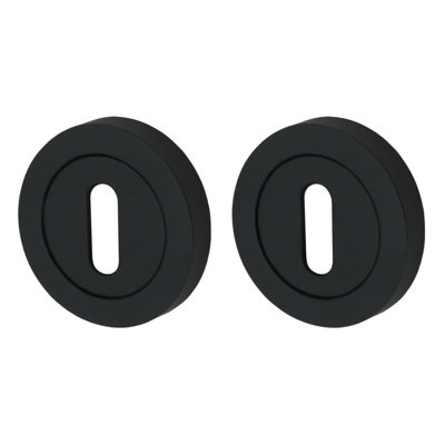 EAI - Swept Keyhole Escutcheon - Matt Black - PAIR