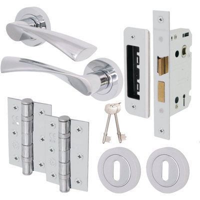 EAI - Swept Lever on Rose Lock Kit / Pack - 66mm Sash Lock & 76mm ...