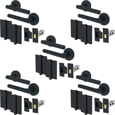 EAI - T-Bar Hinge and Latch Kit - 64mm - Matt Black - Pack of 5 Price Comparisons | Compare The Build